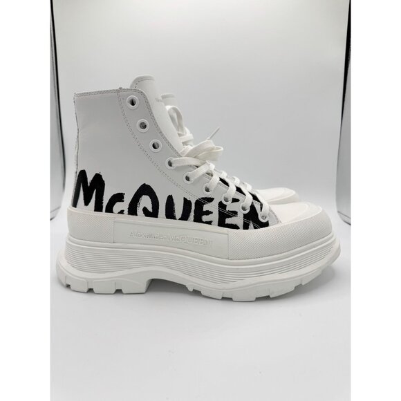 Alexander McQueen Tread Slick Boot Graffiti Optic White 10.5 - Picture 2 of 11
